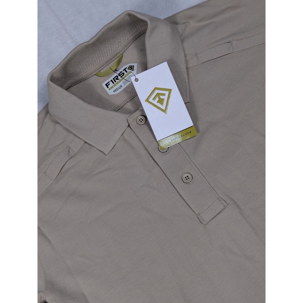 NEW First Tactical Mens‎ Cotton Short Sleeve Polo Shirt Khaki Size Medium